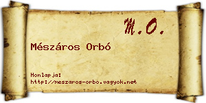 Mészáros Orbó névjegykártya